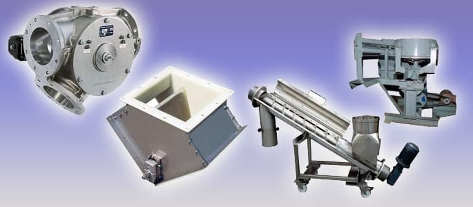 Industrial valves, diverter, screw conveyor and material handling equipment